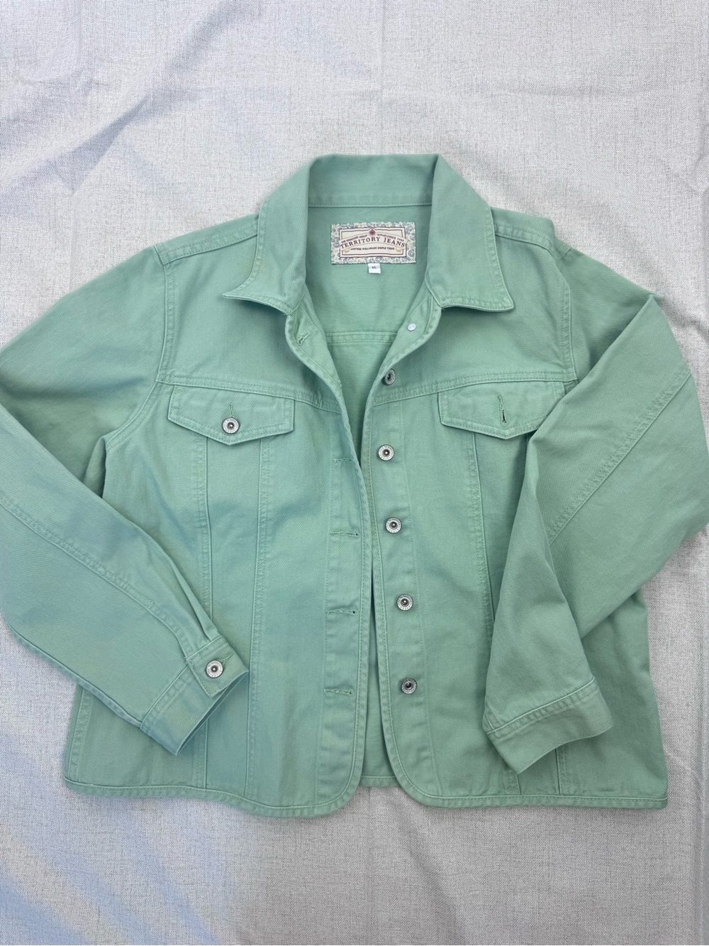 Women's Mint Green Button-Front Jean Jacket